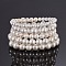 Shell Pearl Stretch Bracelets Sets, Stackable Bracelets, with Burlap Drawstring Bags, Floral White, 2-3/8 inch(6cm), 5 strands/set