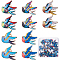 30Pcs 5 Colors Rack Plating Alloy Pendants, Printed, Lead Free & Cadmium Free & Nickel Free, Bird Charm, Light Gold, Mixed Color, 20.5x21x1.5mm, Hole: 1.8mm, 6pcs/color