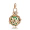 Golden Plated Brass Hollow Round Cage Pendants, with No Hole Spray Painted Brass Beads, Medium Spring Green, 34x25x20mm, Hole: 3x8mm