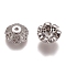 Multi-Petal Brass Micro Pave Clear Cubic Zirconia Bead Caps, Flower, Platinum, 8x3.5mm, Hole: 1.2mm