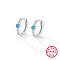 Anti-Tarnish Rhodium Plated 925 Sterling Silver Micro Pave Cubic Zirconia Hoop Earrings for Women, with Synthetic Opal, Platinum, 11x8.4mm