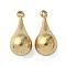 304 Stainless Steel Pendants, Teardrop Charm, Ion Plating(IP), Real 18K Gold Plated, 18x8mm, Hole: 1.6mm