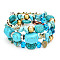 Alloy & Resin Beads Three Loops Wrap Style Bracelet, Bohemia Style Bracelet for Women, Turquoise, 7-1/8 inch(18cm)