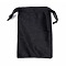 Velvet Jewelry Drawstring Bags, with Satin Ribbon, Rectangle, Black, 15x10x0.3cm