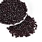 Picasso Baking Paint Glass Seed Beads, Round, Dark Red, 4~4.5mm, Hole: 1mm, about 4500pcs/pound
