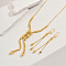 Fashionable Brass Round Women's Earrings & Necklace Sets for Party Date, Real 18K Gold Plated