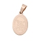 Ion Plating(IP) 304 Stainless Steel Pendants, Flat Oval with Archangel Michael, Rose Gold, 21x13x1.5mm, Hole: 7x4.5mm