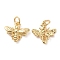 Rack Plating Brass Charms, with Jump Ring, Long-Lasting Plated, Cadmium Free & Lead Free, Bees Charm, Real 18K Gold Plated, 13x14.5x2.5mm, Hole: 3mm