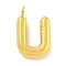 Ion Plating(IP) 304 Stainless Steel Pendants, Letter Charm, Golden, Letter U, 17x10.5x3mm, Hole: 2mm