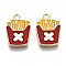 Eco-Friendly Zinc Alloy Pendants, with Enamel, Cadmium Free & Nickel Free & Lead Free, Chips, Light Gold, Brown, 18x13x2mm, Hole: 2mm