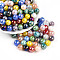 Glass Seed Beads, Rainbow Plated, Round, Mixed Color, 10x9~10mm, Hole: 1.2~1.6mm, about 355pcs/pound