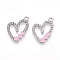 Alloy Clear Rhinestone Enamel Pendants, Heart, Clear, 22x16x2mm, Hole: 1.8mm