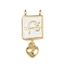 Brass Enamel Pendants, Rectangle with Word & Heart Charm, Cadmium Free & Lead Free, Real 18K Gold Plated, White, 23x10x3mm, Hole: 1.4mm