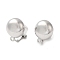 Rack Plating Flat Round Brass Clip-on Earrings Findings, with Horizontal Loops & Silicone Earring Pads, Lead Free & Cadmium Free, Long-Lasting Plated, Platinum, 14x11.5x15mm, Hole: 1.4mm