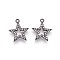 Brass Micro Pave Cubic Zirconia Pendants, Long-Lasting Plated, Star, Clear, Gunmetal, 17x15x2mm, Hole: 1.4mm