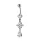 Piercing Jewelry, Brass Cubic Zirciona Navel Ring, Belly Rings, with 304 Stainless Steel Bar, Lead Free & Cadmium Free, Chinese Kont, Clear, 47mm, Pendant: 25.5x10mm, Bar: 14 Gauge(1.6mm), Bar Length: 3/8