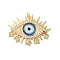 Rack Plating Brass Cubic Zirconia Pendants, with Glass, Cadmium Free & Lead Free, Long-Lasting Plated, Evil Eye, with Jump Ring, Royal Blue, 32x42x5.5mm, Hole: 3.5mm
