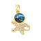 Brass Micro Pave Cubic Zirconia Pendants, Cadmium Free & Lead Free, with Resin, Astronaut Charms, Real 18K Gold Plated, 21x15.5x4mm, Hole: 5x2.5mm