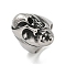 304 Stainless Steel Open Rings, Skull, Antique Silver, Inner Diameter: 19mm