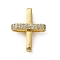 Brass Micro Pave Cubic Zirconia Pendants, Golden, Cross, 18x13.5x5mm, Hole: 1.5mm