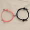 Alloy Heart-shaped Magnetic Braided Rope Bracelets for Couple Girlfriends, Mixed Color, 5-1/2~10-1/4 inch(14~26cm)