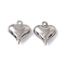 Non-Tarnish 304 Stainless Steel Pendants, Puffed Heart Charms, Stainless Steel Color, 16x13.5x6mm, Hole: 1.4mm