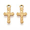 304 Stainless Steel Pendants, Ion Plating(IP), Cross Charms, Real 18K Gold Plated, 20x10.5x2mm, Hole: 2mm