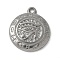 304 Stainless Steel Pendants, Flat Round with Eye of Horus Charms, Stainless Steel Color, 19x16.5x3mm, Hole: 1.4mm