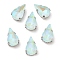 Mocha Fluorescent(MI) Teardrop Sew on Rhinestone, Multi-strand Links, with Brass Prong Settings, Garments Accessories, Aquamarine, 10x6.5x4.5mm, Hole: 1mm