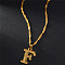 Brass Initial Pendant Necklaces, Golden, Letter F, 17.72 inch(45cm)