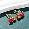 Brass Micro Pave Cubic Zirconia Stud Earrings, with Enamel, Real 18K Gold Plated, Cherry, 13x14mm