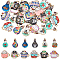 48Pcs 12 Style  Alloy Enamel Pendants, Bulb & Cup with Cat, Mixed Color, 20~25x15~22.5x1.8~2mm, Hole: 1.6~1.8mm, 4pcs/style