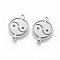 Non-Tarnish 201 Stainless Steel Links, Manual Polishing, Trigram, Stainless Steel Color, 22x16x1.5mm, Hole: 1.8mm