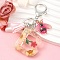 Resin & Acrylic & Faux Suede Tassel Keychain, with Alloy Clasp and Iron Rings, Letter B, 10cm