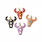 Brass Enamel Pendants, OX Head Charm, Lead Free & Cadmium Free, Real 18K Gold Plated, Mixed Color, 26x22.5x5mm, Hole: 3.5x4.5mm