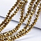 Electroplate Transparent Glass Beads Strands, Full Plated, Faceted, Rondelle, Golden Plated, 3.5~3.8x3mm, Hole: 0.4mm, about 105~110pcs/strand, 29~31cm