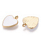 Alloy Pendants, with Enamel, Cadmium Free & Lead Free, Light Gold, Heart, White, 17.5x16x3.5mm, Hole: 1.8mm