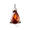 Brass Micro Pave Cubic Zirconia Pendants, Cadmium Free & Nickel Free & Lead Free, Teardrop Charms, Platinum, Coral, 9.5x5x4mm, Hole: 1.4mm