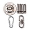 1Pcs 304 Stainless Steel Double Eye Swivel Clasps, 1 Sets Fixed Collar, with Set Screws and 1Pcs Zinc Coating Rock Climbing Carabiners, Stainless Steel Color, 85x35x17.5mm