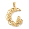 304 Stainless Steel Pendants, Laser Cut, Moon Triskelion Charm, Golden, 27x22.5x1.5mm, Hole: 5x3mm