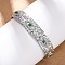 304 Stainless Steel Rhinestone Cuff Bangles for Women, Evil Eye, with Turquoise, Stainless Steel Color, 1/2 inch(1.4cm), Inner Diameter: 2-3/8 inch(6.1cm)