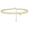 Heart Brass with Crystal Rhinestone Anklets, Golden, Letter Y, 9-1/8 inch(230mm)