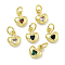 Rack Plating Brass Micro Pave Cubic Zirconia Charms, with Jump Ring, Cadmium Free & Lead Free, Real 18K Gold Plated, Long-Lasting Plated, Heart, Mixed Color, 10x8x3.5mm, Hole: 3mm