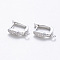 Brass Micro Pave Cubic Zirconia Hoop Earring Findings with Latch Back Closure, Nickel Free, with Horizontal Loop, Oval, Real Platinum Plated, 14x3.5x12mm, Hole: 1mm, Pin: 1mm