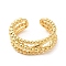 Rack Plating Brass Criss Cross Open Cuff Rings for Women, Cadmium Free & Lead Free, Real 18K Gold Plated, Inner Diameter: 17mm