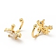 Серьги-каффы с цветком из прозрачного кубического циркония EJEW-G295-10G-2