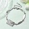 304 Stainless Steel Oval Link Bracelets, Alloy Envelope & Word Love You Link Bracelets for Women, with Rhinestone, Stainless Steel Color, 6-7/8 inch(17.6cm)