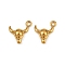 304 Stainless Steel Charms, Ion Plating(IP), Cattle Head Charm, Real 18K Gold Plated, 14x14.5x4mm, Hole: 1.8mm