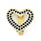 Brass Micro Pave Cubic Zirconia Slide Charms, Heart, Lead Free & Cadmium Free, Long-Lasting Plated, Rack Plating, Real 18K Gold Plated, Midnight Blue, 16.5x19x6.5mm, Hole: 2.5x10mm