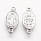 Tarnish Resistant 201 Stainless Steel Links connectors, Oval with Jesus, Stainless Steel Color, 17x8x2mm, Hole: 1mm